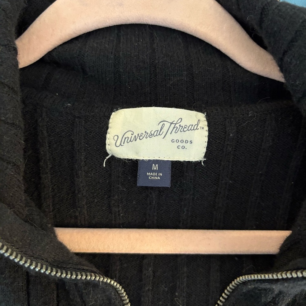 Universal Thread Black Ribbed Zipper Cardigan Sweater - Picture 3 of 3